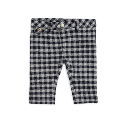 Boys Dark Blue Checkered Long Trouser